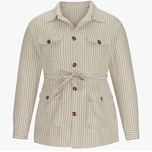 Stylish Beige and White Striped Jacket